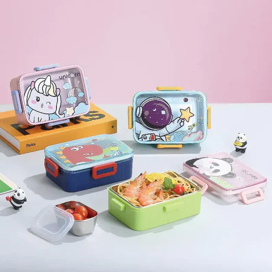 3 Compartment Stainless Steel Lunch Box | For Students, School Kids & Adults